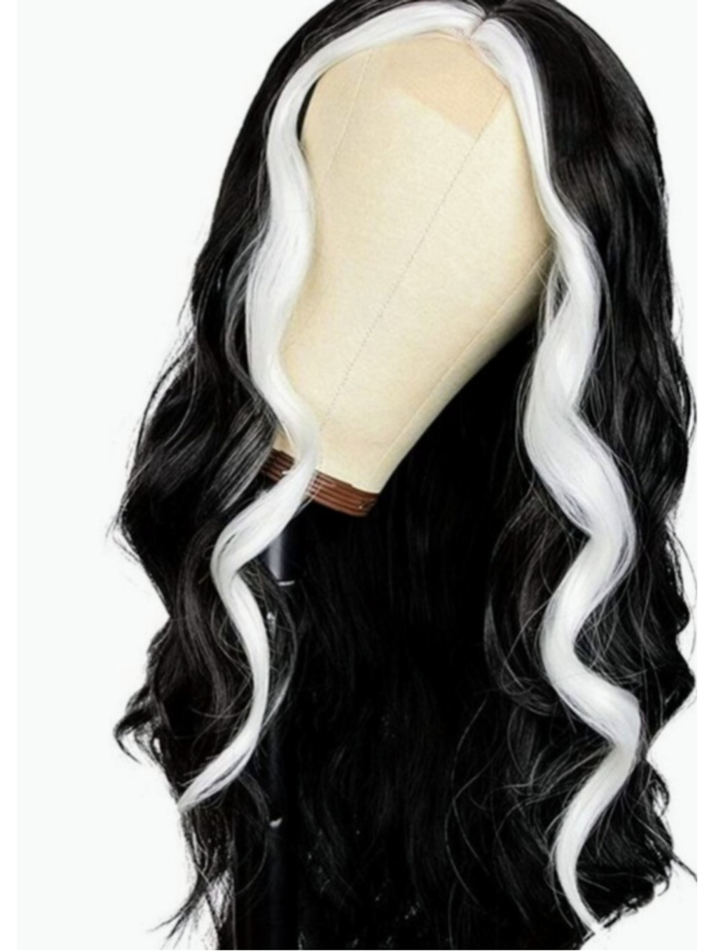 Black and White Two-Tone Long Wavy Lace Front Wig